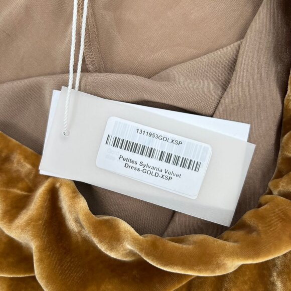 Reformation Gold Velvet Strapless Maxi Dress | Size XSP - Picture 6 of 9